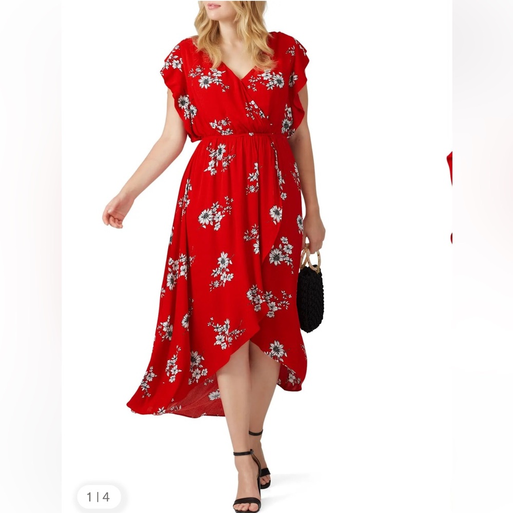 NEW City Chic Red love Floral Wrap maxi dress Women's size 18